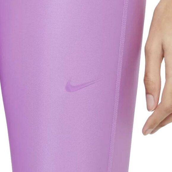 Nike Pro High Waisted 7/8 Length Leggings Compression Pants Shiny Pink White New - Picture 5 of 8